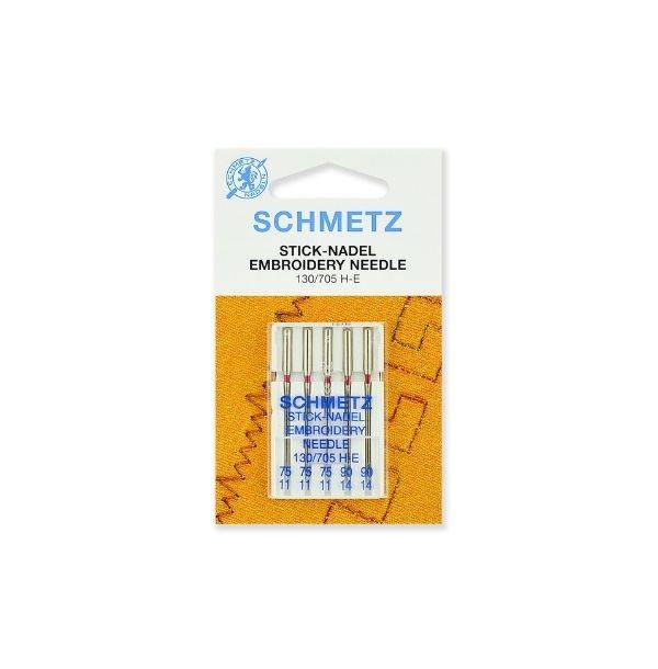 Иглы "Schmetz" для вышивки №№75(3),90(2) (5шт.)