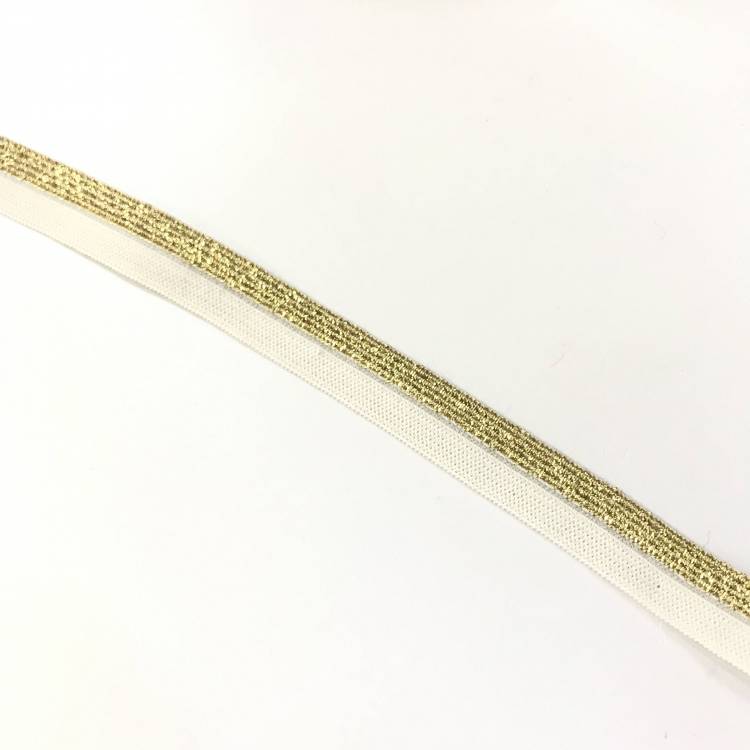 Окантовка-резинка 13мм белый/золото Италия