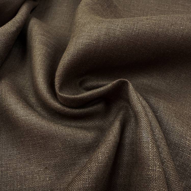 Ткань льняная цвет коричневый 190 г/м2