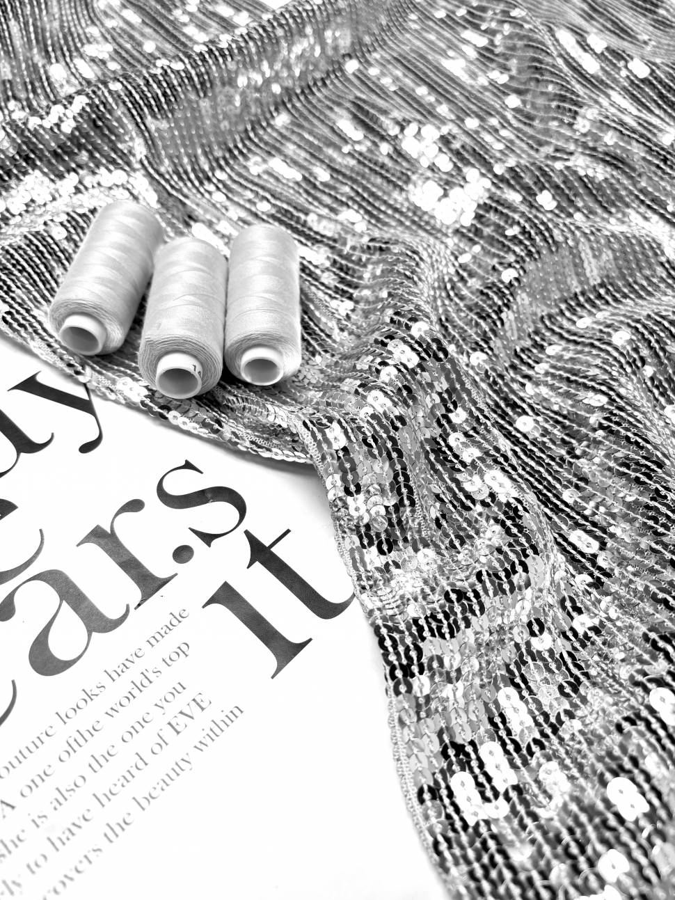 Трикотаж с пайетками "Брикс" цвет серебро