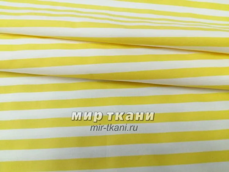 Поплин набивной "Полоска" цвет жёлтый