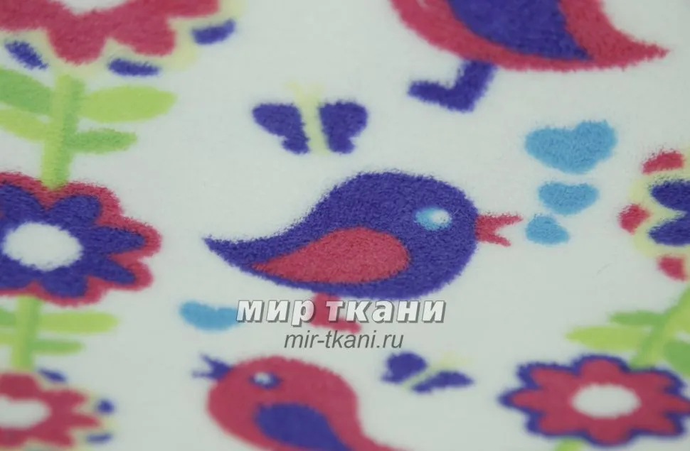 Вельсофт набивной "Птички"