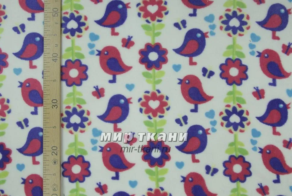 Вельсофт набивной "Птички"