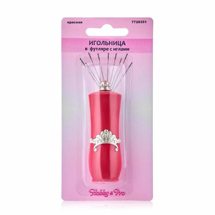 Игольница в футляре с иглами красн "Hobby Pro"