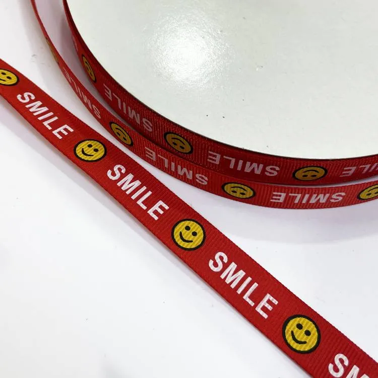 Тесьма репс. 1,5см "SMILE" красный