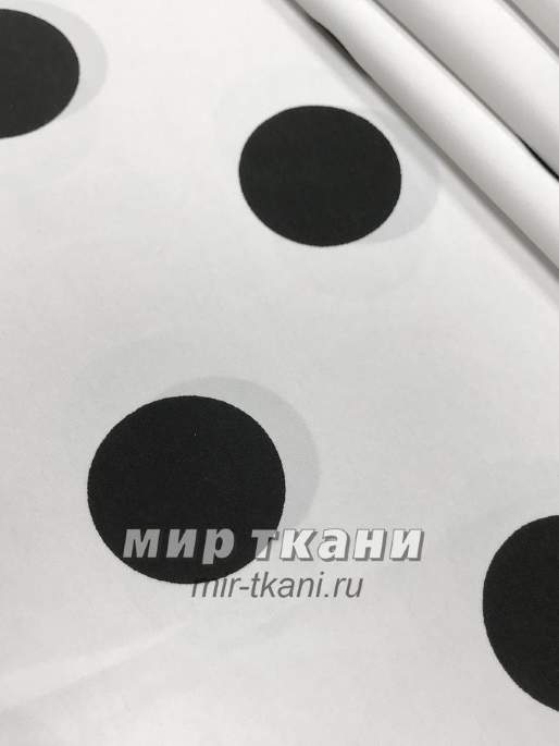 Плательная "Мега-Лорензо" горох d4,5см на белом чёрный