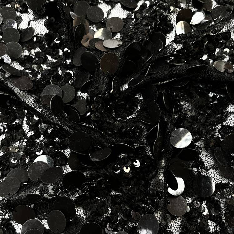 Гипюр с пайеткани арт.13713 цвет чёрный (бренд Stella McCartney)
