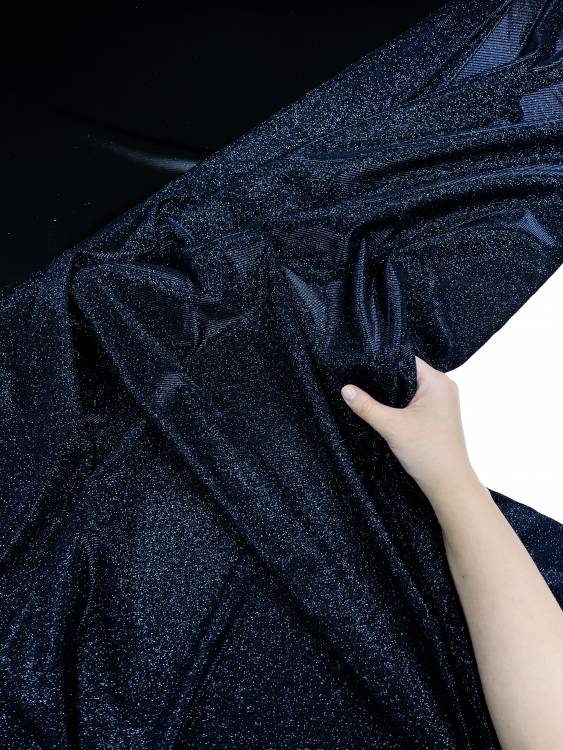 Трикотаж с люрексом "Хамелеон" цвет.302 синий на чёрном