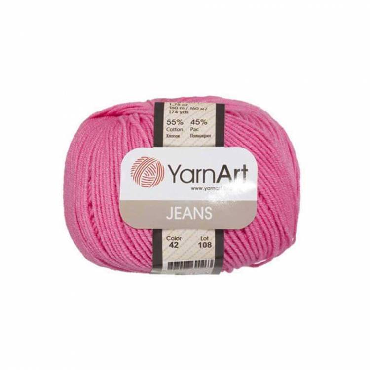 Пряжа"Джинс" ЯрнАрт цв. (42 - яр. розовый)