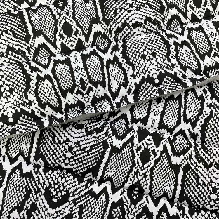 Ткань курточная стёганная арт.836341 змея чёрно-белая