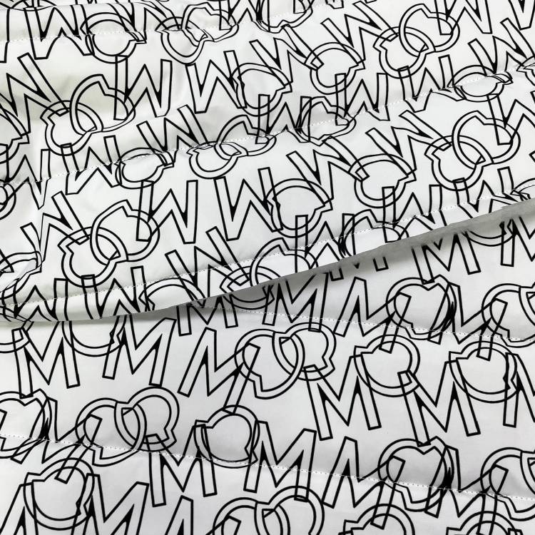 Ткань курточная стёганная арт.817732 буквы на белом
