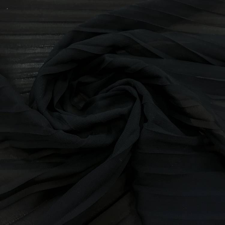 Шифон плиссе "Мальта" цвет чёрный