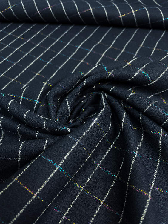 Костюмная клетка арт.17-8686 цв. синий 253 г/м2