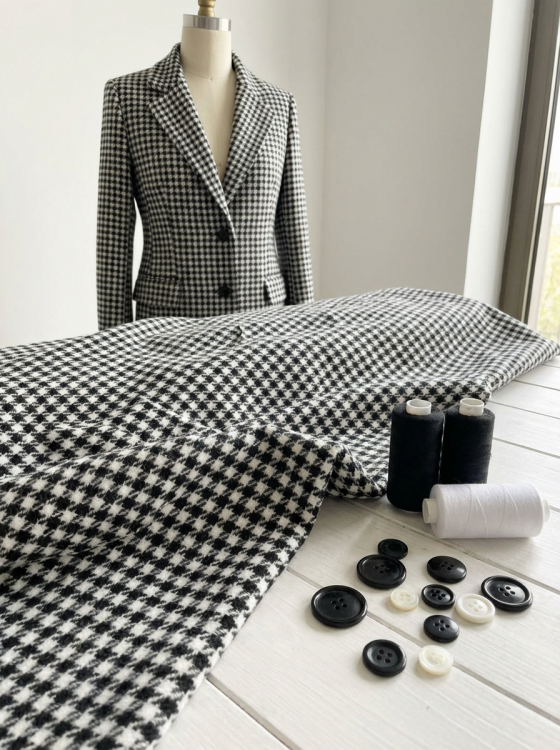 Ткань пальтовая "Гусиные лапки"