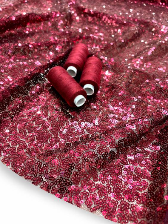 Сетка с пайетками "Оделия" цвет бордо