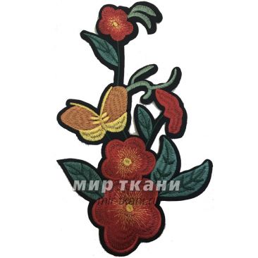 Термоаппликация Цветок с бабочкой 24*15см