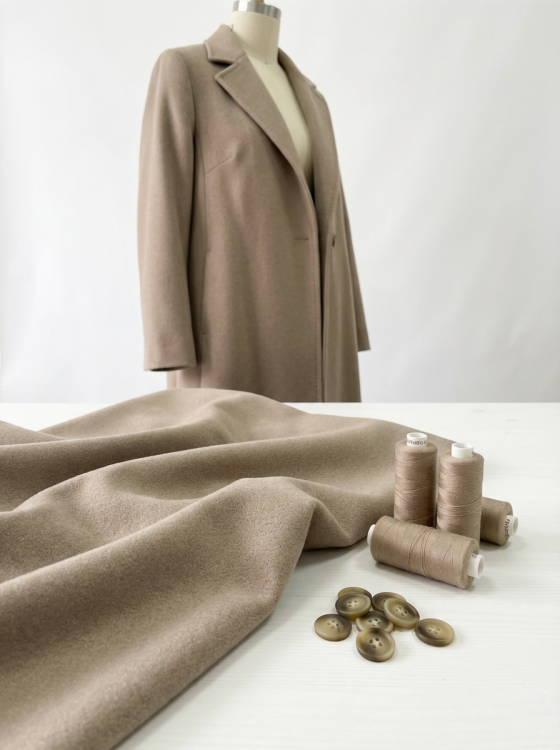 Ткань пальтовая "Дамаст" цвет бежевый 370 г/м2