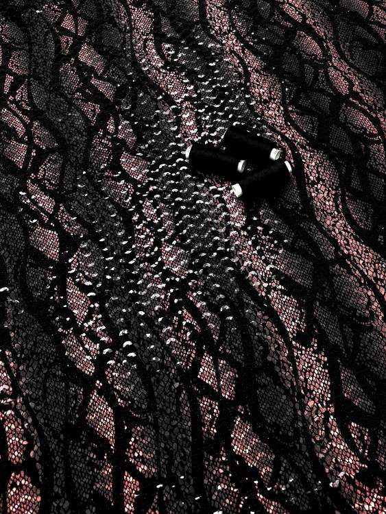 Трикотаж с пайетками "Питон" цвет роз/чёрн