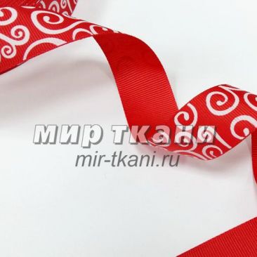 Тесьма репсовая 2,5см "Завиток",  красный