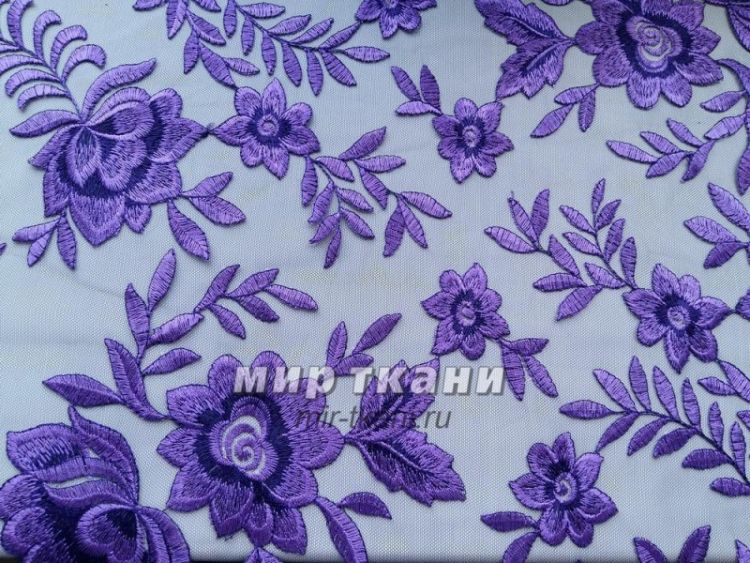 Сетка с вышивкой "Амалия" цвет фиолетовый