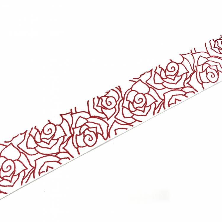 Тесьма репсовая 2,5см "Розы-контур",  белый
