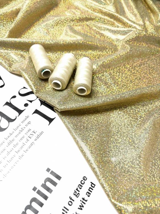 Трикотаж голограмма мелкий цвет золото