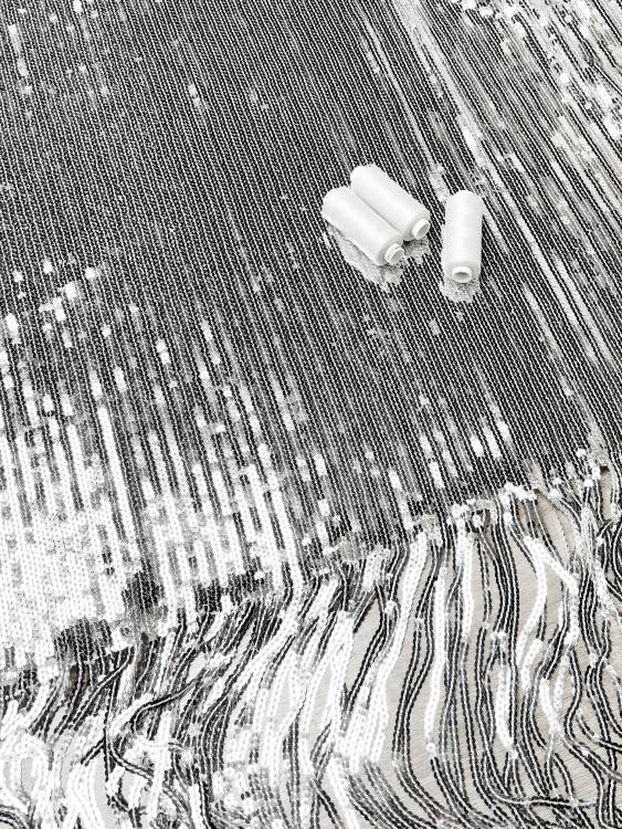 Трикотаж с пайетками "Брикс" цвет серебро