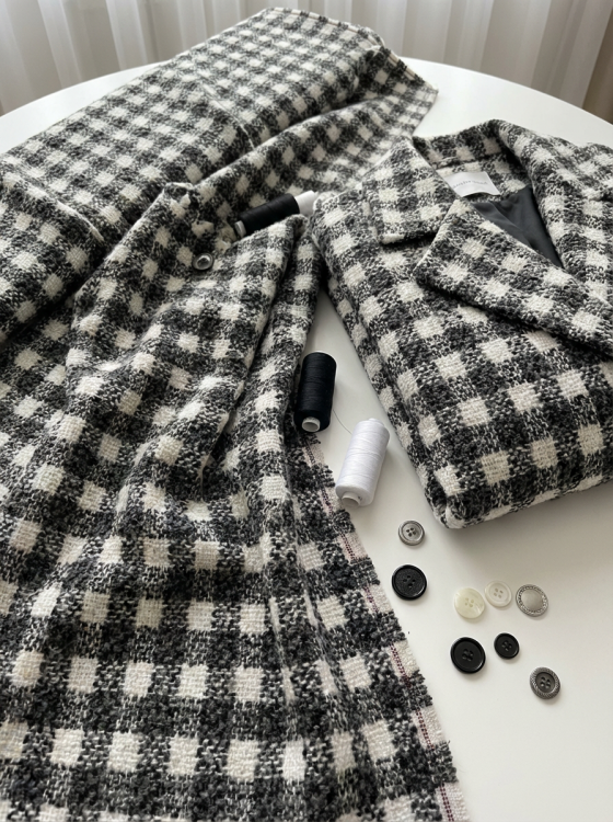 Пальтовая букле "Джуди" цвет чёрн/белый