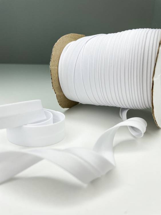 Косая бейка 1,5см белый хлопок 100%