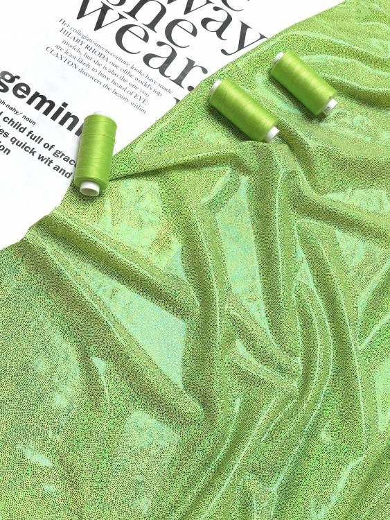 Трикотаж голограмма мелкий цвет зелёный