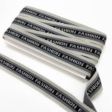 Тесьма лампас 4см FASHION св.беж./черн.