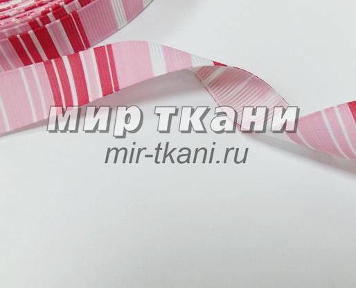 Тесьма репс. 1,5см "Полоска",  розовый