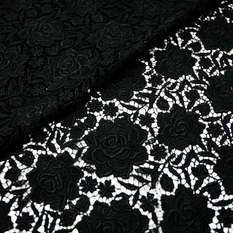 Кружевное полотно "Незабудка" цвет.003 чёрный
