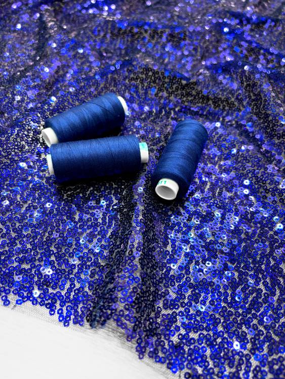 Сетка с пайетками "Оделия" цвет василёк