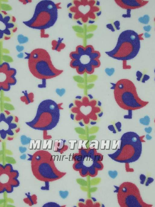Вельсофт набивной "Птички"