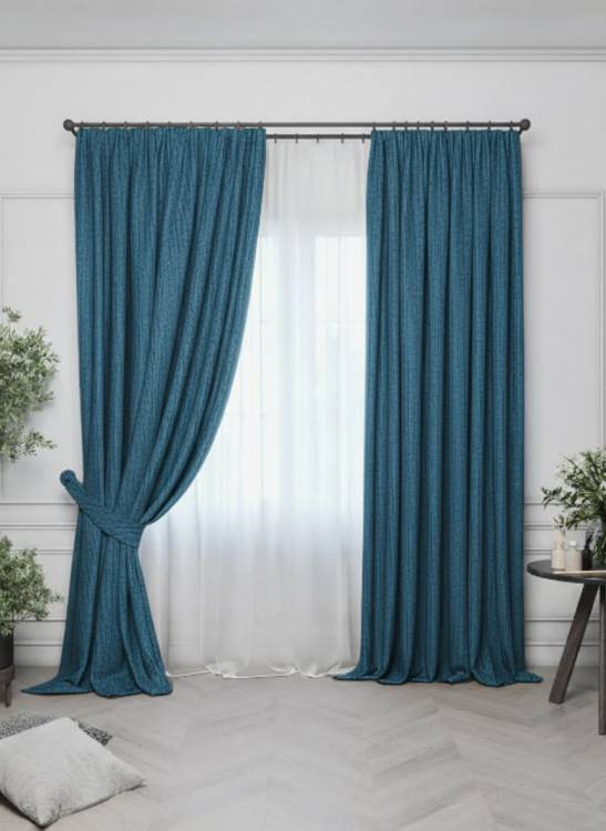 Портьера блэкаут шинил "Джест" цв 411 синий светонепроницаемость 80%