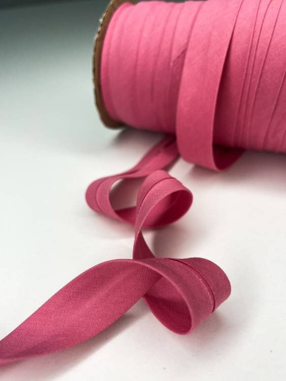 Косая бейка 1,5см розовый(Rose) хлопок 100%