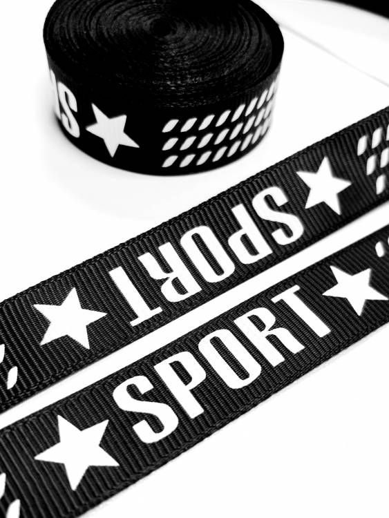 Тесьма репс.  2,0см "SPORT" черн/белый